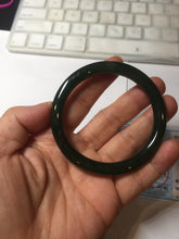 Load image into Gallery viewer, 53.6mm certified 100% Natural dark green/black round cut nephrite (碧玉) bangle HN148-0508