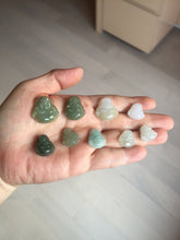 Load image into Gallery viewer, 100% Natural type A icy watery dark green/light green/yellow/white small happy Buddha (拇指佛) jadeite Jade pendant group AU18