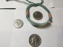 Load image into Gallery viewer, Type A 100% Natural green with dark green flying flower rectangle woven thread Jadeite Jade bracelet PH70