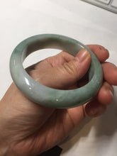 Load image into Gallery viewer, 56.3mm certified 100% natural type A light green white chubby jadeite jade bangle BQ62-6872