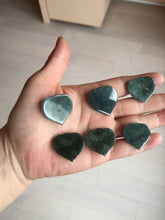 Load image into Gallery viewer, 100% Natural type A dark green/blue/black heart pinky promise(执子之手,与子偕老) Guatemala jadeite Jade pendant AX143