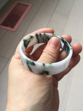 Load image into Gallery viewer, 48mm certified 100% natural type A dark green white purple Snowy Pine Forest square style jadeite bangle BH114-6910
