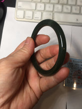 Load image into Gallery viewer, 53.6mm certified 100% Natural dark green/black round cut nephrite (碧玉) bangle HN148-0508