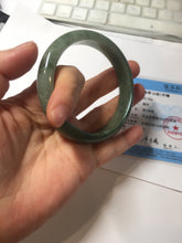 Load image into Gallery viewer, 56.8mm Certified Type A 100% Natural black/dark green/gray Jadeite bangle PJ50-2848