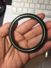 Load image into Gallery viewer, 53.6mm certified 100% Natural dark green/black round cut nephrite (碧玉) bangle HN148-0508