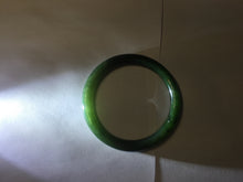 Load image into Gallery viewer, 53.6mm certified 100% Natural dark green/black round cut nephrite (碧玉) bangle HN148-0508