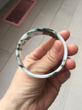 Load image into Gallery viewer, 48mm certified 100% natural type A dark green white purple Snowy Pine Forest square style jadeite bangle BH114-6910