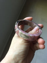 Load image into Gallery viewer, 50.5mm 100% natural pink/black/brown/black chubby round cut rose stone (Rhodonite) bangle SY135