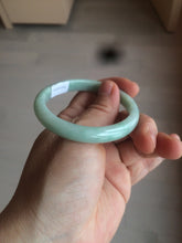 Load image into Gallery viewer, 49mm certified 100% natural Type A light green/white oval jadeite jade bangle BG28-5445