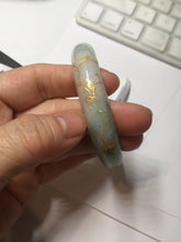 Load image into Gallery viewer, 52mm 100% natural Type A sunny green pink carved and golden-painted jadeite jade bangle PH201