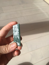 Load image into Gallery viewer, 100% natural blue gray white Guatemala jadeite jade Photo engraving Guanyin (观音) rectangle safe and sound pendant/worry stone/decor PA248