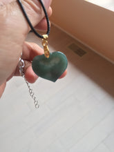 Load image into Gallery viewer, 100% Natural type A dark green/blue/black heart pinky promise(执子之手,与子偕老) Guatemala jadeite Jade pendant AX143