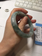 Load image into Gallery viewer, 59.2mm certified 100% natural Type A watermelon-rind green white Cool White Base with Misty Green Patches jadeite bangle PE32-2125