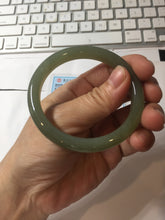 Load image into Gallery viewer, 53.1mm Certified 100% Natural light green gray black Nephrite Bangle HN144-6929