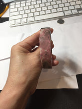 Load image into Gallery viewer, 50.5mm 100% natural pink/black/brown/black chubby round cut rose stone (Rhodonite) bangle SY135