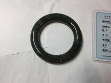 Load image into Gallery viewer, 57mm certified 100% Natural dark green/black Ocean Waves chubby round cut nephrite bangle HN186-0884