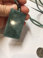 Load image into Gallery viewer, 100% natural blue gray white Guatemala jadeite jade Photo engraving Guanyin (观音) rectangle safe and sound pendant/worry stone/decor PA248