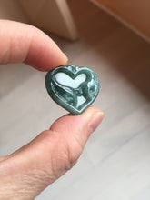 Load image into Gallery viewer, 100% Natural type A dark green/blue/black heart pinky promise(执子之手,与子偕老) Guatemala jadeite Jade pendant AX143