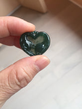 Load image into Gallery viewer, 100% Natural type A dark green/blue/black heart pinky promise(执子之手,与子偕老) Guatemala jadeite Jade pendant AX143