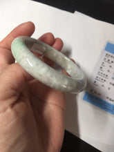 Load image into Gallery viewer, 56.5mm 100% natural type A sunny green/white/purple jadeite jade bangle BM49-8039