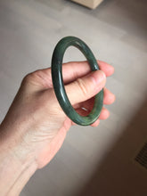 Load image into Gallery viewer, 55.7mm Certified 100% Natural Fresh Young Green/Dark Green/Black Green Ink Painting (绿水墨) Round Cut Nephrite (Wulanhai 乌兰海碧玉) Bangle HF135-7330
