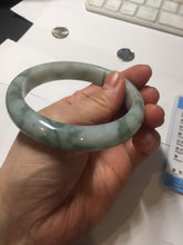 Load image into Gallery viewer, 58mm certified 100% natural Type A watermelon-rind green white Cool White Base with Misty Green Patches jadeite bangle PE33-2126