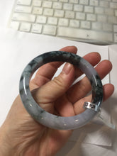 Load image into Gallery viewer, 60.2mm Certified Type A 100% Natural dark green/purple/gray Snowy Pine Mountain Jadeite Jade bangle PF30-(1208)