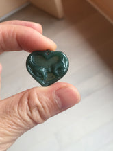 Load image into Gallery viewer, 100% Natural type A dark green/blue/black heart pinky promise(执子之手,与子偕老) Guatemala jadeite Jade pendant AX143