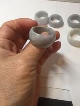Load image into Gallery viewer, 100% natural type A light purple/green/white broad jadeite jade band ring thumb ring Pb42