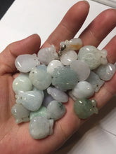 Load image into Gallery viewer, 100% Natural light green/white/purple Jadeite Jade money bag bead pendant group F153