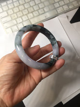 Load image into Gallery viewer, 60.2mm Certified Type A 100% Natural dark green/purple/gray Snowy Pine Mountain Jadeite Jade bangle PF30-(1208)