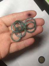 Load image into Gallery viewer, 14.5mm/size 3 1/2 100% natural type A icy watery green/blue slim Guatemala jadeite jade band ring BH63