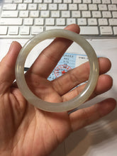 Load image into Gallery viewer, 56.3mm Certified 100% Natural Pale Lotus Pink (淡藕粉) & Gray Round-Cut Nephrite Jade Bangle HN145-3372