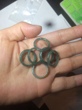 Load image into Gallery viewer, 14.5mm/size 3 1/2 100% natural type A icy watery green/blue slim Guatemala jadeite jade band ring BH63