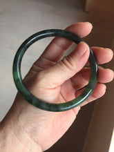 Load image into Gallery viewer, 62mm Certified 100% Natural Fresh Young Green/Dark Green/Black Green Ink Painting (绿水墨) Round Cut Nephrite (Wulanhai 乌兰海碧玉) Bangle HF133-7301