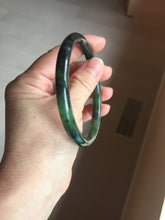 Load image into Gallery viewer, 62mm Certified 100% Natural Fresh Young Green/Dark Green/Black Green Ink Painting (绿水墨) Round Cut Nephrite (Wulanhai 乌兰海碧玉) Bangle HF133-7301