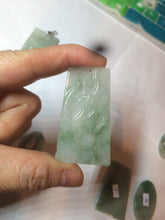 Load image into Gallery viewer, 100% Natural type A light green safe and sound pendant with the carved hieroglyph of "Buddha" jadeite Jade pendant group B99