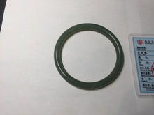 Load image into Gallery viewer, 56mm certified 100% Natural lake green gray slim round cut nephrite bangle HN144-6923
