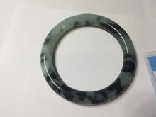 Load image into Gallery viewer, 58.5mm certified 100% natural type A dark green white with green floating flowers jadeite bangle PH148-5855
