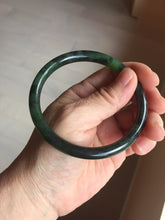 Load image into Gallery viewer, 62mm Certified 100% Natural Fresh Young Green/Dark Green/Black Green Ink Painting (绿水墨) Round Cut Nephrite (Wulanhai 乌兰海碧玉) Bangle HF133-7301