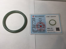 Load image into Gallery viewer, 56mm certified 100% Natural lake green gray slim round cut nephrite bangle HN144-6923
