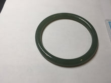 Load image into Gallery viewer, 56mm certified 100% Natural lake green gray slim round cut nephrite bangle HN144-6923