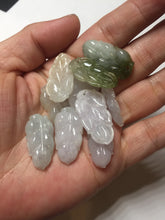 Load image into Gallery viewer, 100% natural type A icy watery white purple green jadeite jade leaf pendant group F157