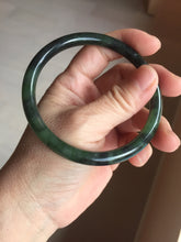 Load image into Gallery viewer, 62mm Certified 100% Natural Fresh Young Green/Dark Green/Black Green Ink Painting (绿水墨) Round Cut Nephrite (Wulanhai 乌兰海碧玉) Bangle HF133-7301