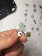 Load image into Gallery viewer, 100% Natural type A light green white with green floating flowers jadeite Jade cross shaped floral pendant necklace BS141
