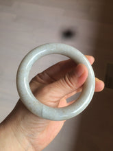 Load image into Gallery viewer, 56.4mm 100% Natural white/beige with floating dandelions chubby round cut nephrite jade bangle HT91