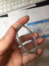 Load image into Gallery viewer, 51.4mm certified 100% natural Type A icy watery light green clear Supper skinny round cut jadeite jade bangle PH205-6185