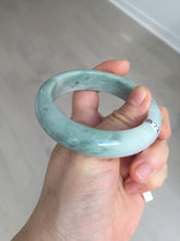Load image into Gallery viewer, 56.3mm certified 100% natural type A light green white chubby jadeite jade bangle BQ62-6872