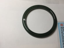 Load image into Gallery viewer, 60mm certified 100% Natural dark green/black round cut nephrite (碧玉) bangle HN19-9158