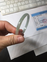 Load image into Gallery viewer, 50mm Certified Type A 100% Natural icy watery light green gray slim Jadeite Jade bangle PJ52-2046